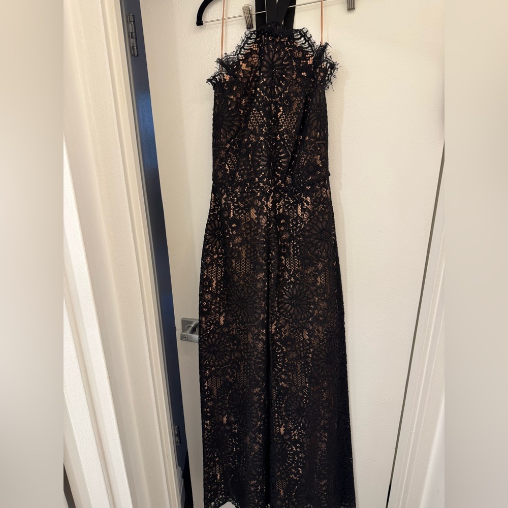 Elegant Black Lace Halter Keyhole Jumpsuit